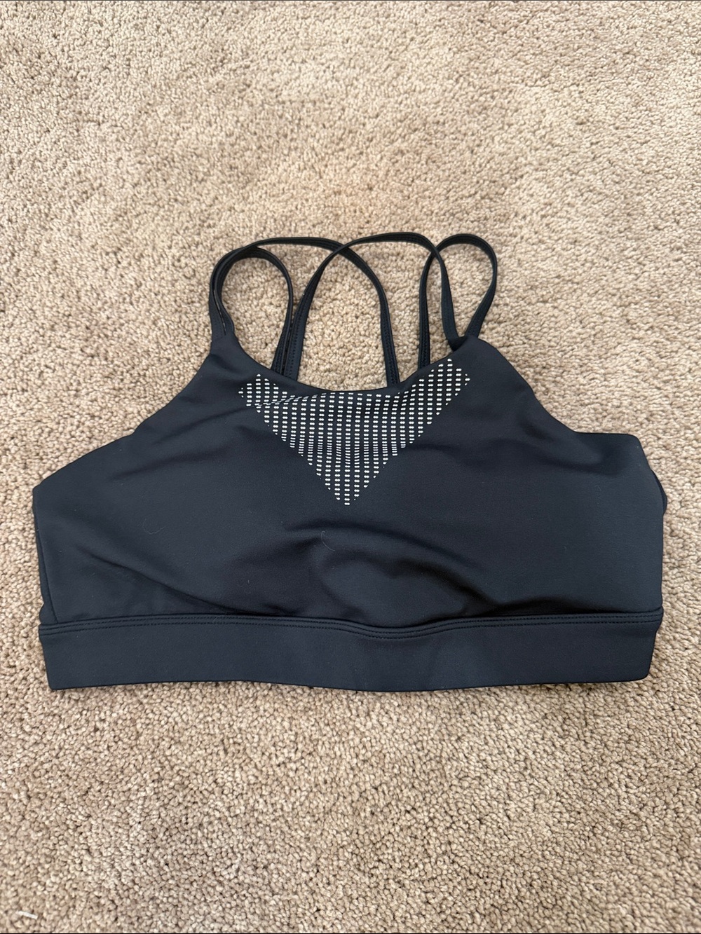 Lilybod Black Strappy Sports Bra with Mesh V-Inset